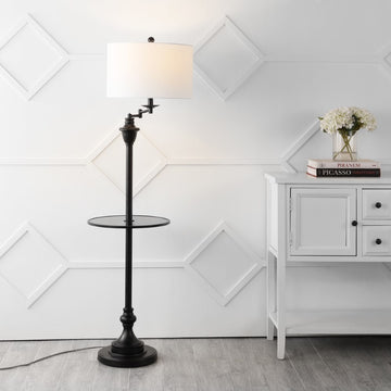 Cora 60" Metal/Glass LED Side Table and Floor Lamp - JONATHAN Y
